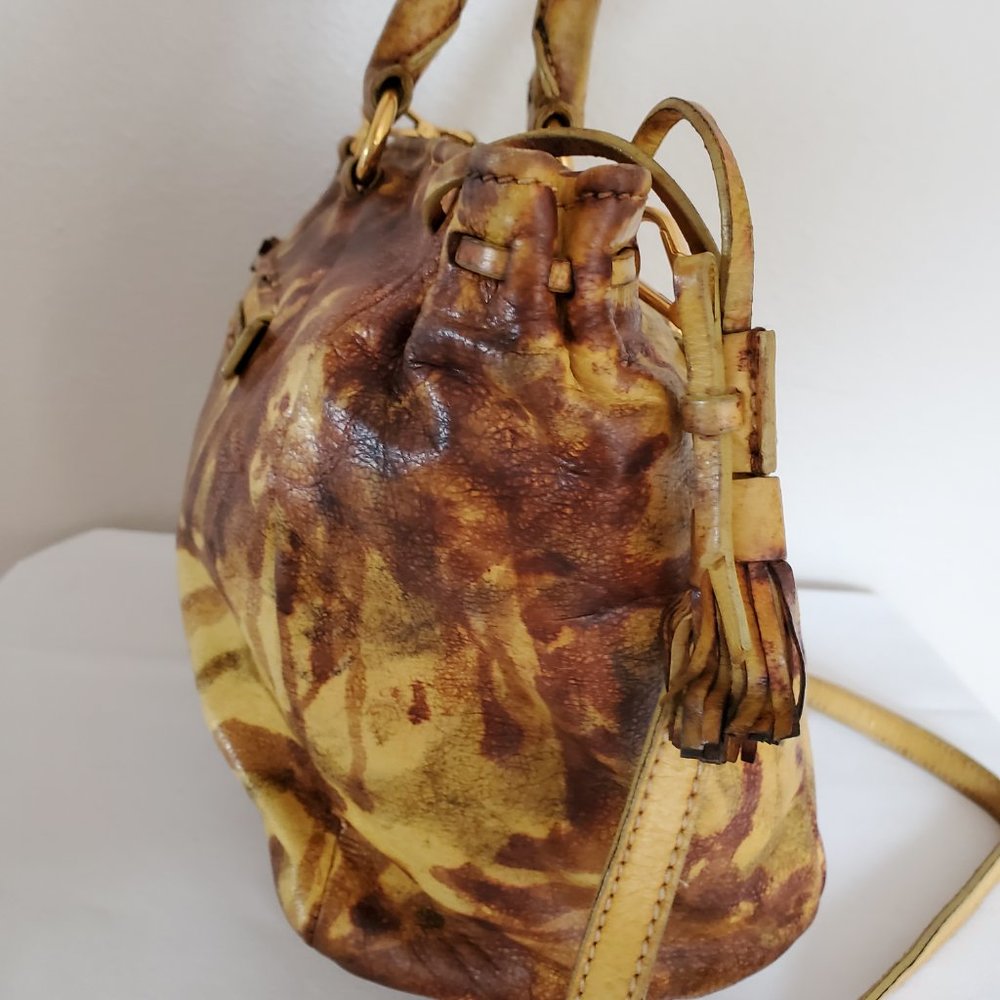 Prada tote top handle bag leather dyed camo brown black beige tan galleria lux - Picture 12 of 16